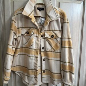 Love Tree Women's Tan and Mustard Plaid Utility Jacket